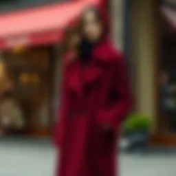 Sophisticated wool coat in rich burgundy