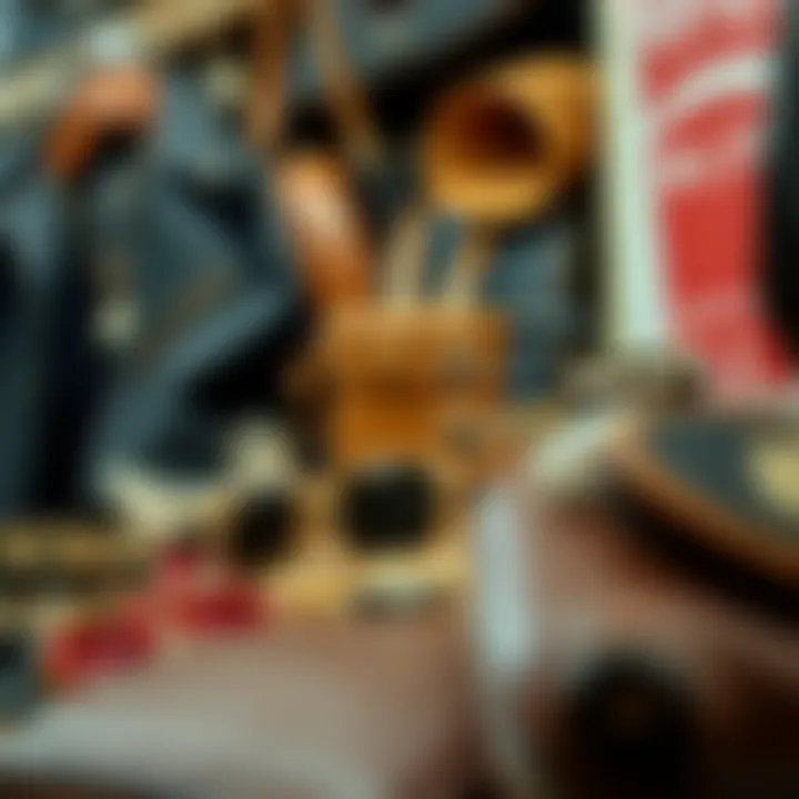 A curated display of accessories that complement 80s fashion