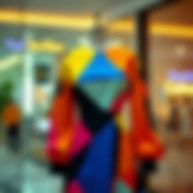 A stylish 80s dress designed with geometric shapes and bright hues