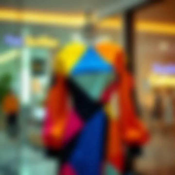 A stylish 80s dress designed with geometric shapes and bright hues