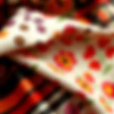 Close-up of iconic 80s fabric patterns reflecting cultural influences