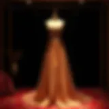 Elegant evening dress showcased on a stylish backdrop