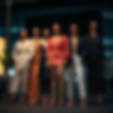 Collection of trendy evening outfits arranged attractively