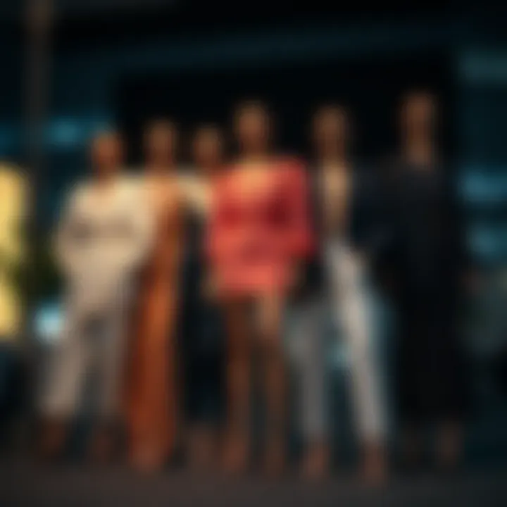 Collection of trendy evening outfits arranged attractively