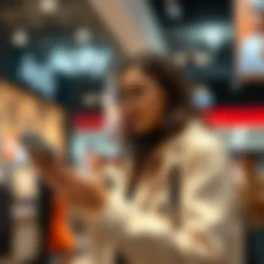 Enhancing Customer Experience through Technology Customer engaging with interactive fashion technology at Acity