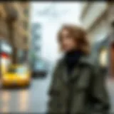Stylish Armine raincoat in urban setting