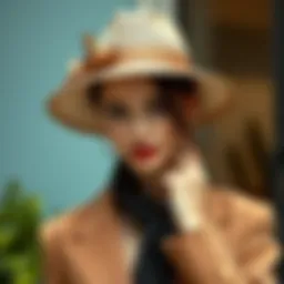 Elegant female model showcasing a chic hat in a stylish outfit