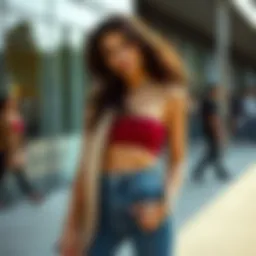 Stylish woman wearing a trendy pair of jeans
