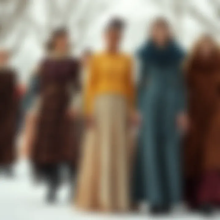 Diverse Winter Dress Styles A variety of winter dresses in different colors and styles