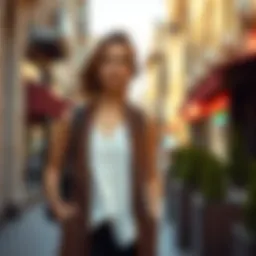 Elegant long vest in a chic urban setting