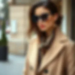 Elegant beige coat styled with accessories
