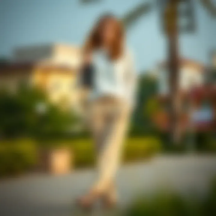 Casual style inspiration with beige trousers and layered tops