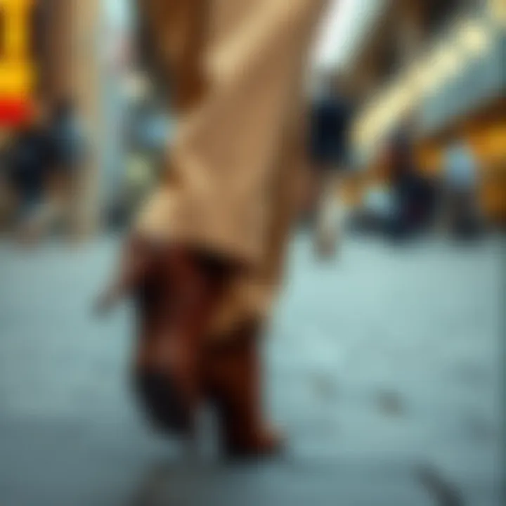 Footwear choices complementing beige pants for elegant appearance