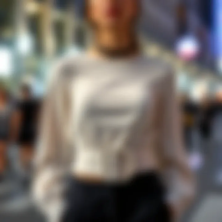 Elegant belted crop top showcasing modern fashion trends