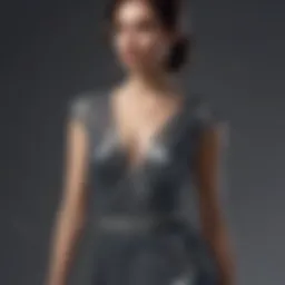 Elegant evening dress with sparkling waist detail