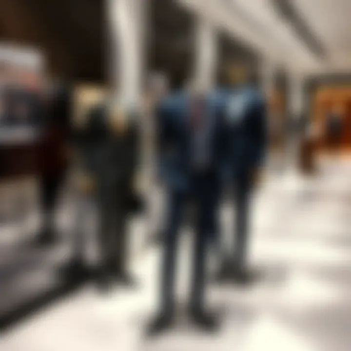 Fashion Forward Tailored Suits Stylish suit display in a modern setting emphasizing fashion