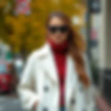 Seasonal outfit ideas incorporating a white long coat for winter