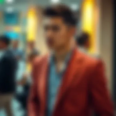 Confidence in Style: Blazer in Action A young man confidently wearing a blazer in a social setting