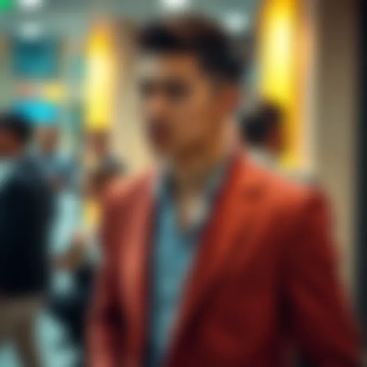 Confidence in Style: Blazer in Action A young man confidently wearing a blazer in a social setting