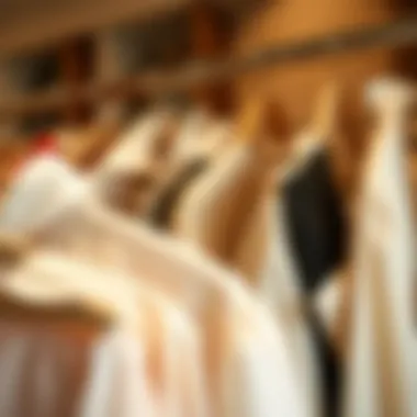 Various blouse styles arranged on a rack