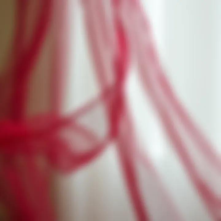 Elegant burgundy tulle fabric draped artistically