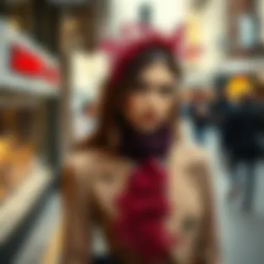 Stylish outfit featuring burgundy tulle accents