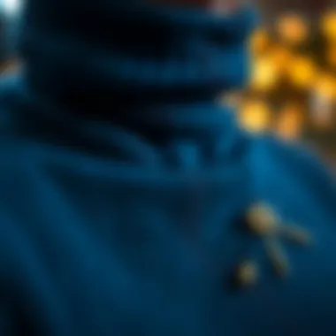 Close-up of luxurious fabric of a turtleneck sweater