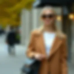 Stylish camel coat ensemble