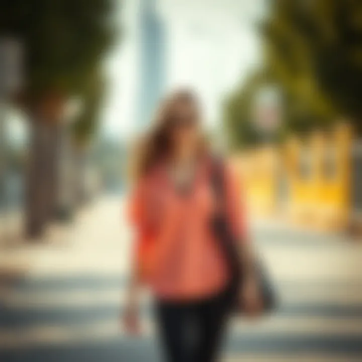 Chic Sport Style in Action A chic woman confidently walking in a stylish yet comfortable sports outfit.