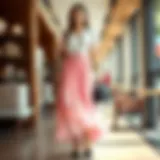 Elegant chiffon pleated skirt in a fashionable setting