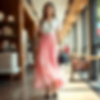 Elegant chiffon pleated skirt in a fashionable setting