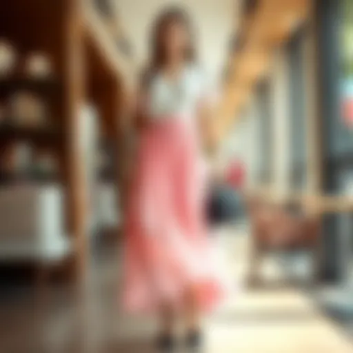 Elegant chiffon pleated skirt in a fashionable setting