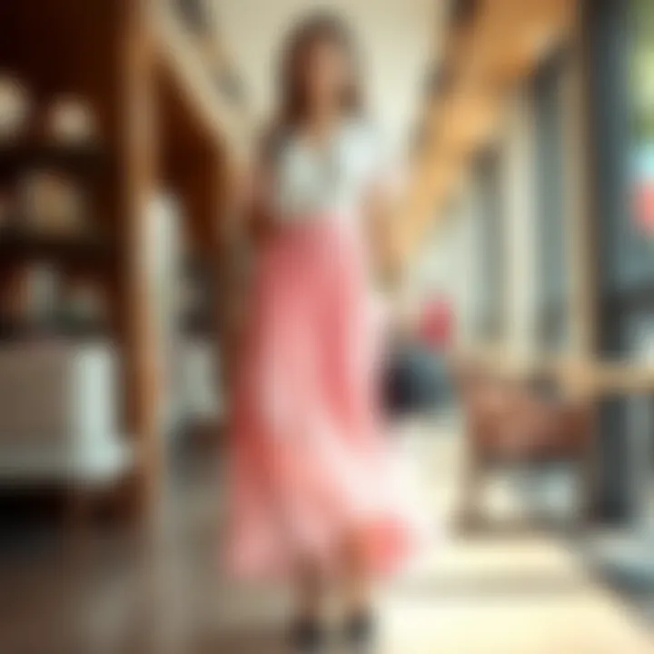 Elegant chiffon pleated skirt in a fashionable setting