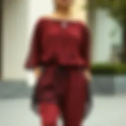 Elegant chiffon tunic paired with stylish trousers
