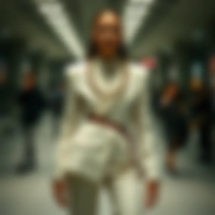 Contemporary fashion showcase with chain suits