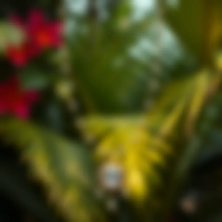 An elegant Cuban necklace displayed against a vibrant tropical background