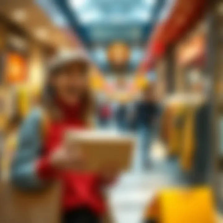 A customer excitedly receiving a fast delivery of trendy apparel