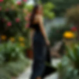 Elegant midi dress in a garden setting