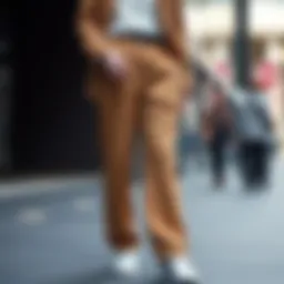 Stylish delta pants showcased in a modern urban setting