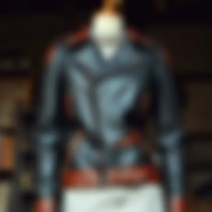 The Art of Leather: A Statement Piece Fashionable leather jacket with intricate detailing displayed against a rustic backdrop