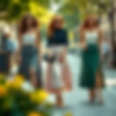 Elegant Midi Skirt Styles for Every Body Type Different body types wearing midi skirts with elegance.