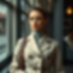 Elegant buttoned coat in a stylish setting