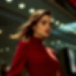 Elegant high-neck dress showcasing modern design elements