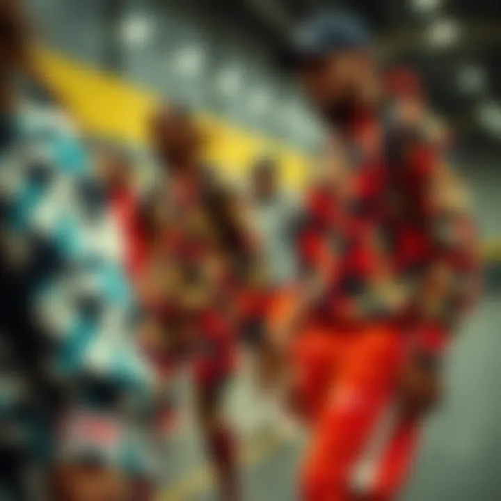 Dynamic Patterns in Sportswear A dynamic scene showcasing various patterns and colors in athletic wear.