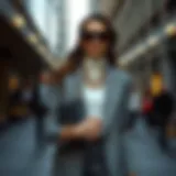 Elegant gray jacket styled with accessories