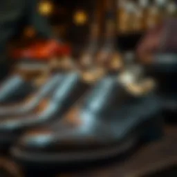 Elegant leather shoes on display showcasing craftsmanship