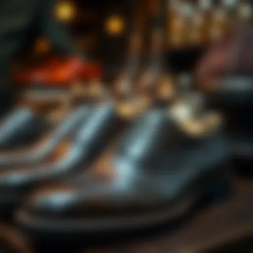 Craftsmanship in Leather Footwear Elegant leather shoes on display showcasing craftsmanship