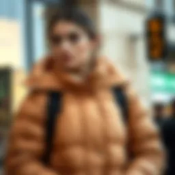 Elegant lightweight puffer jacket showcasing versatility