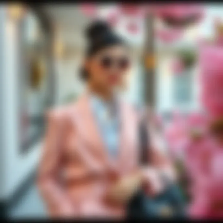 Pastel Spring Elegance Elegant spring attire showcasing pastel shades and sophisticated accessories