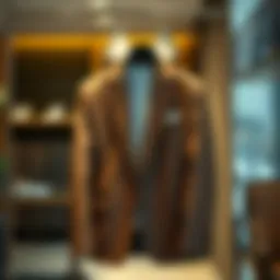 Elegant suit displayed on a hanger